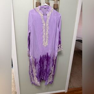 Purple Embroidered three piece dress